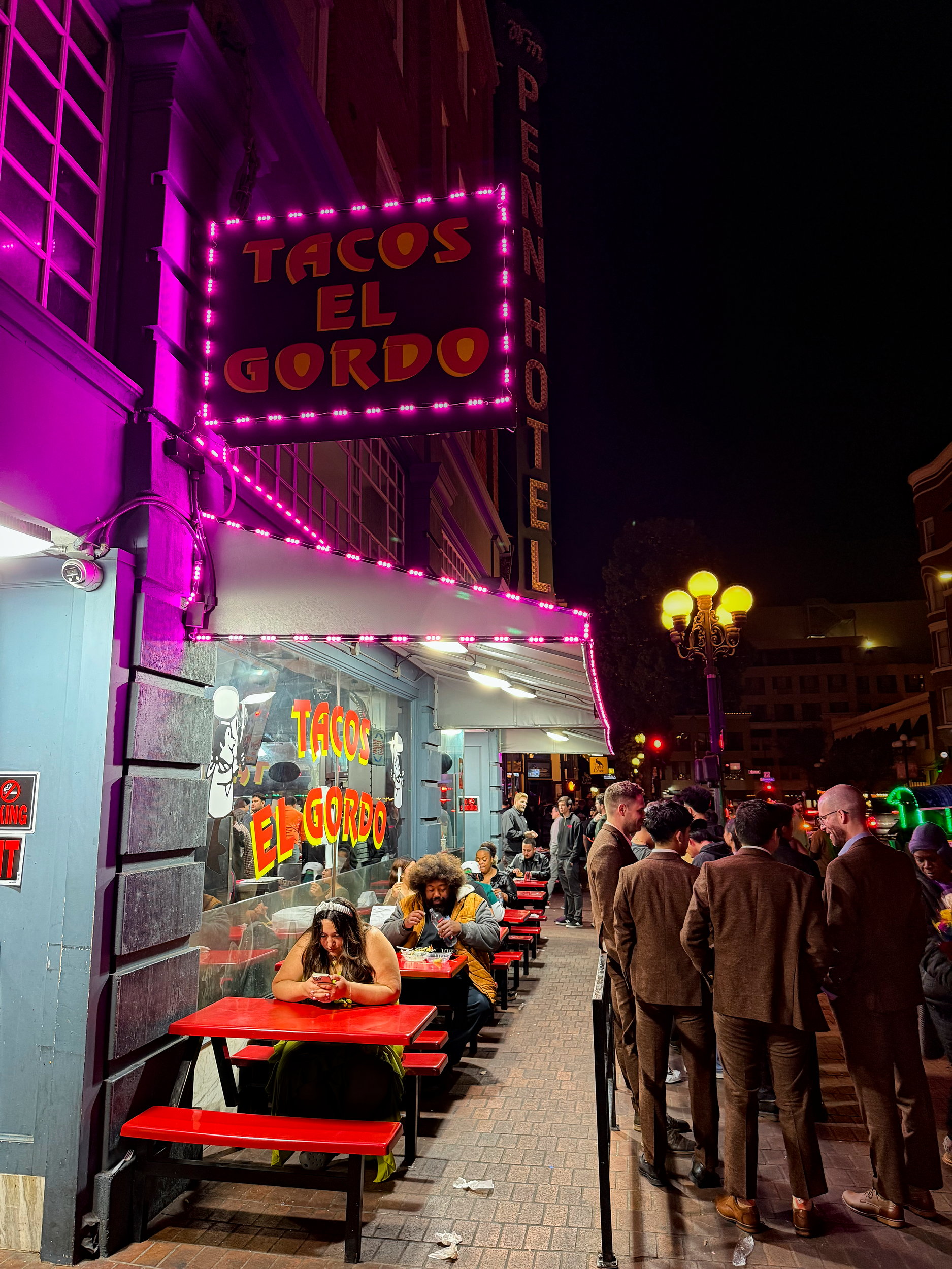 People in line outside of Tacos El Gordo