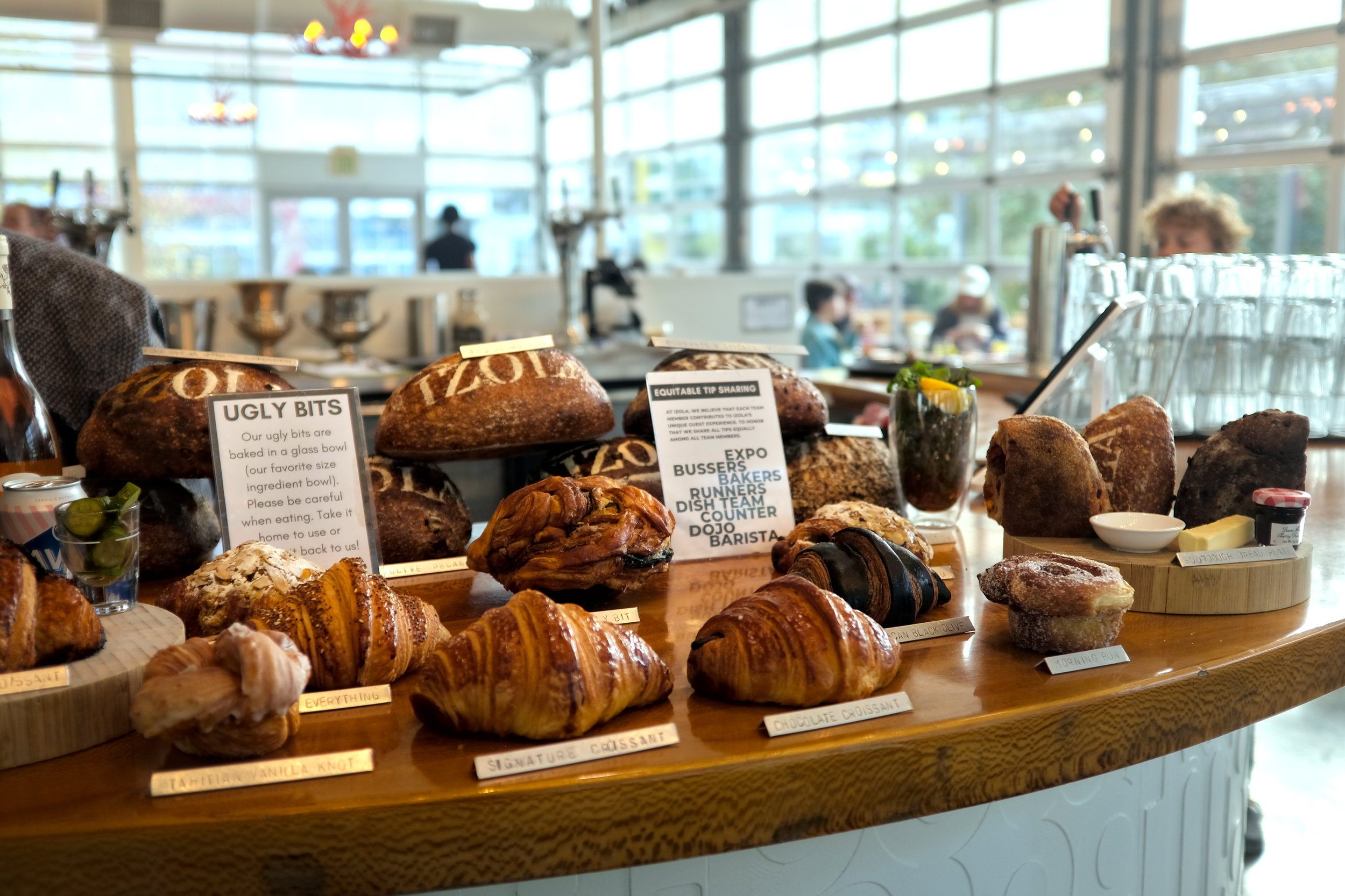 A table display of pastries at IZOLA