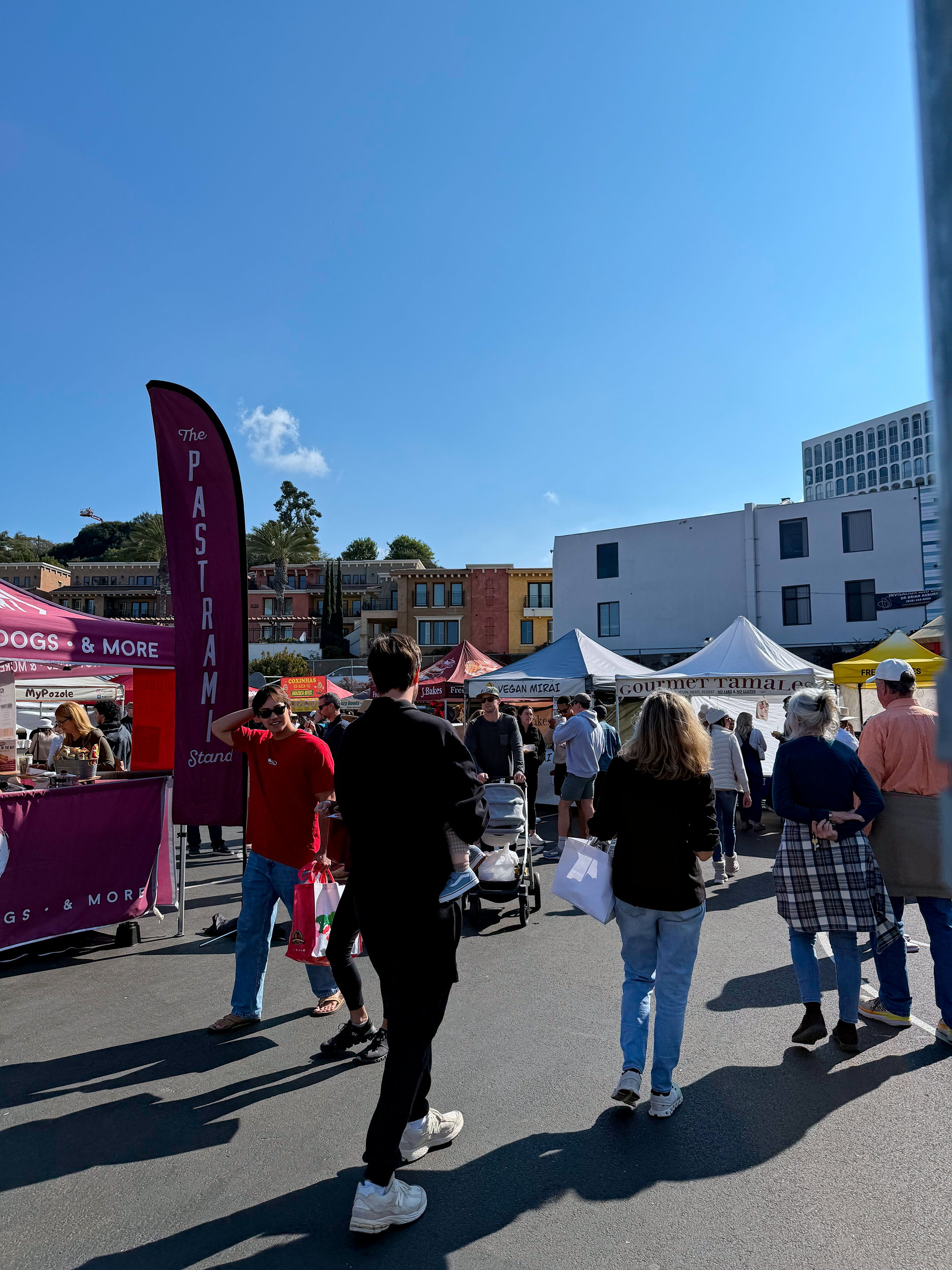 People shop at La Jolla Open Aire Farmers Market