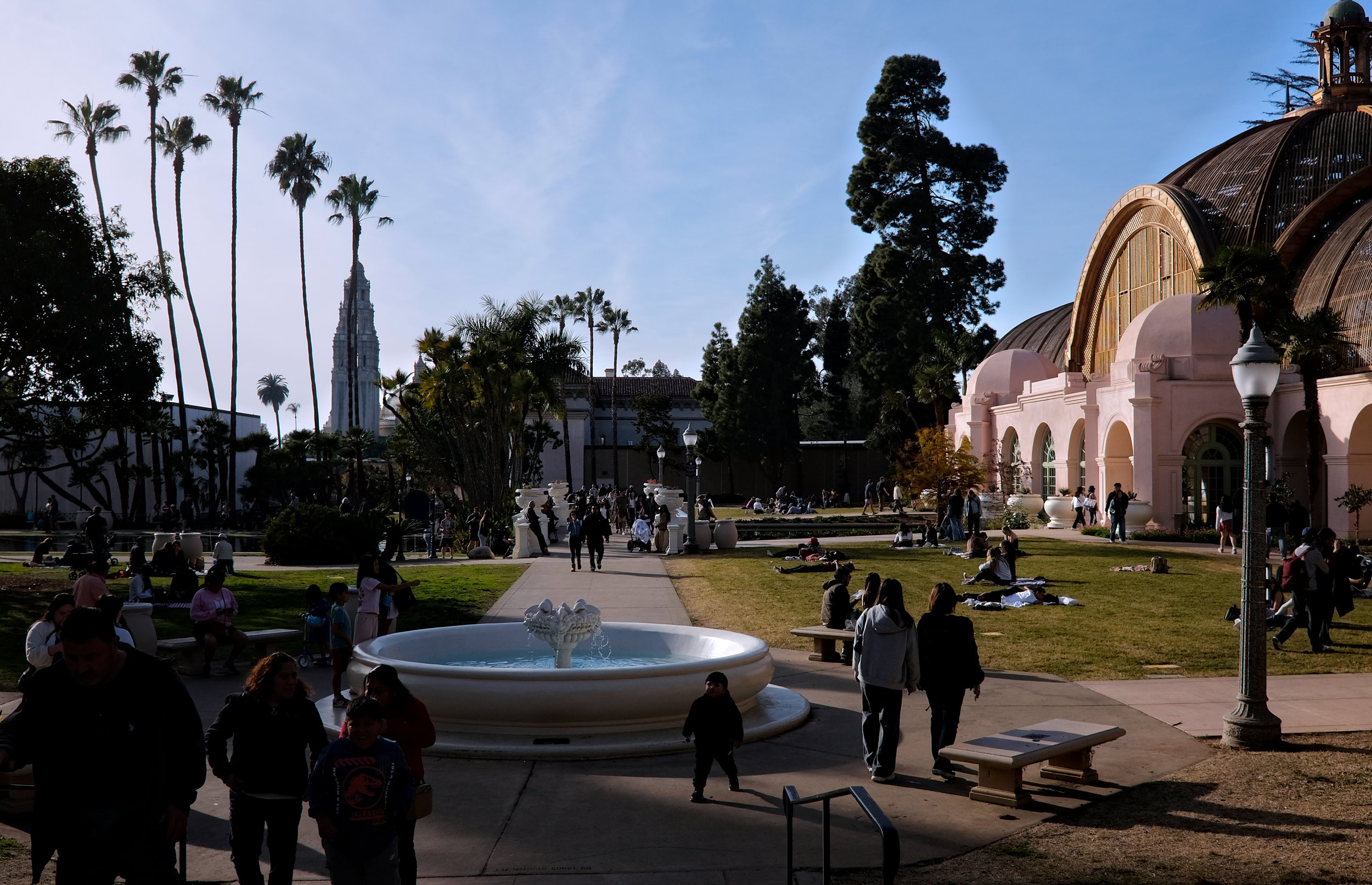 The public out and about at the Botanical Building in San Diego's Balboa Park