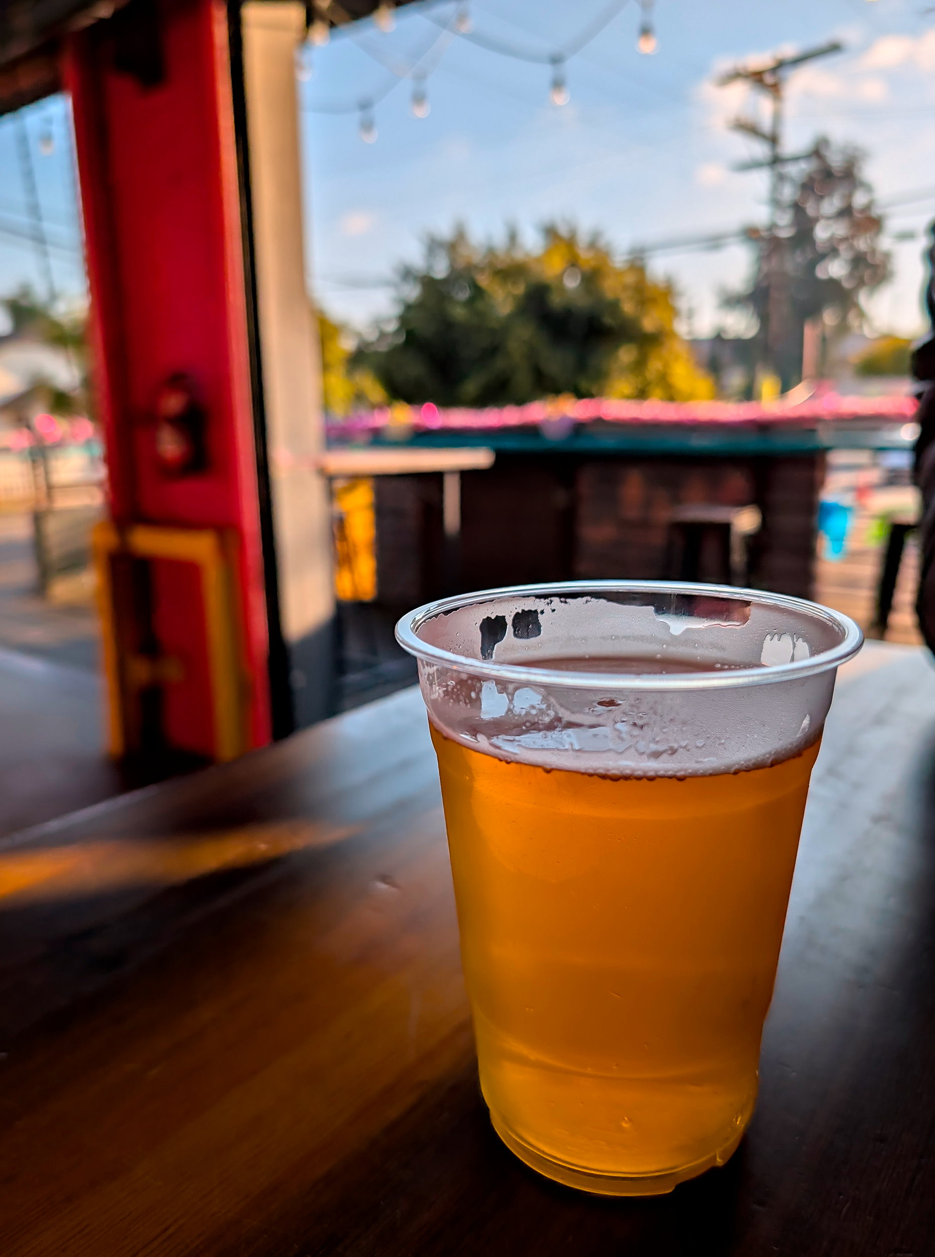 A beer on a table at Mujeres in San Diego