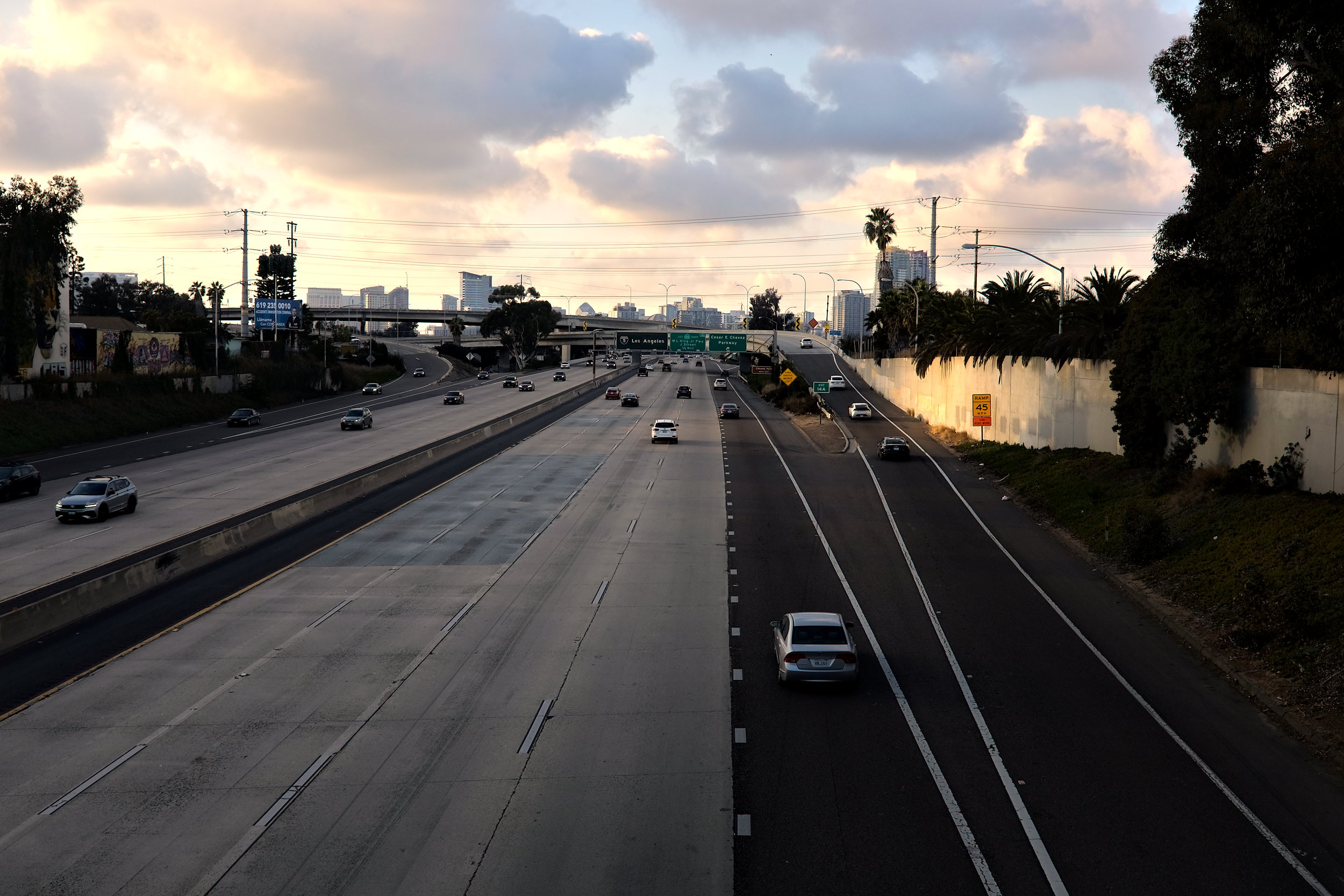 Cars on the freeway in San Diego