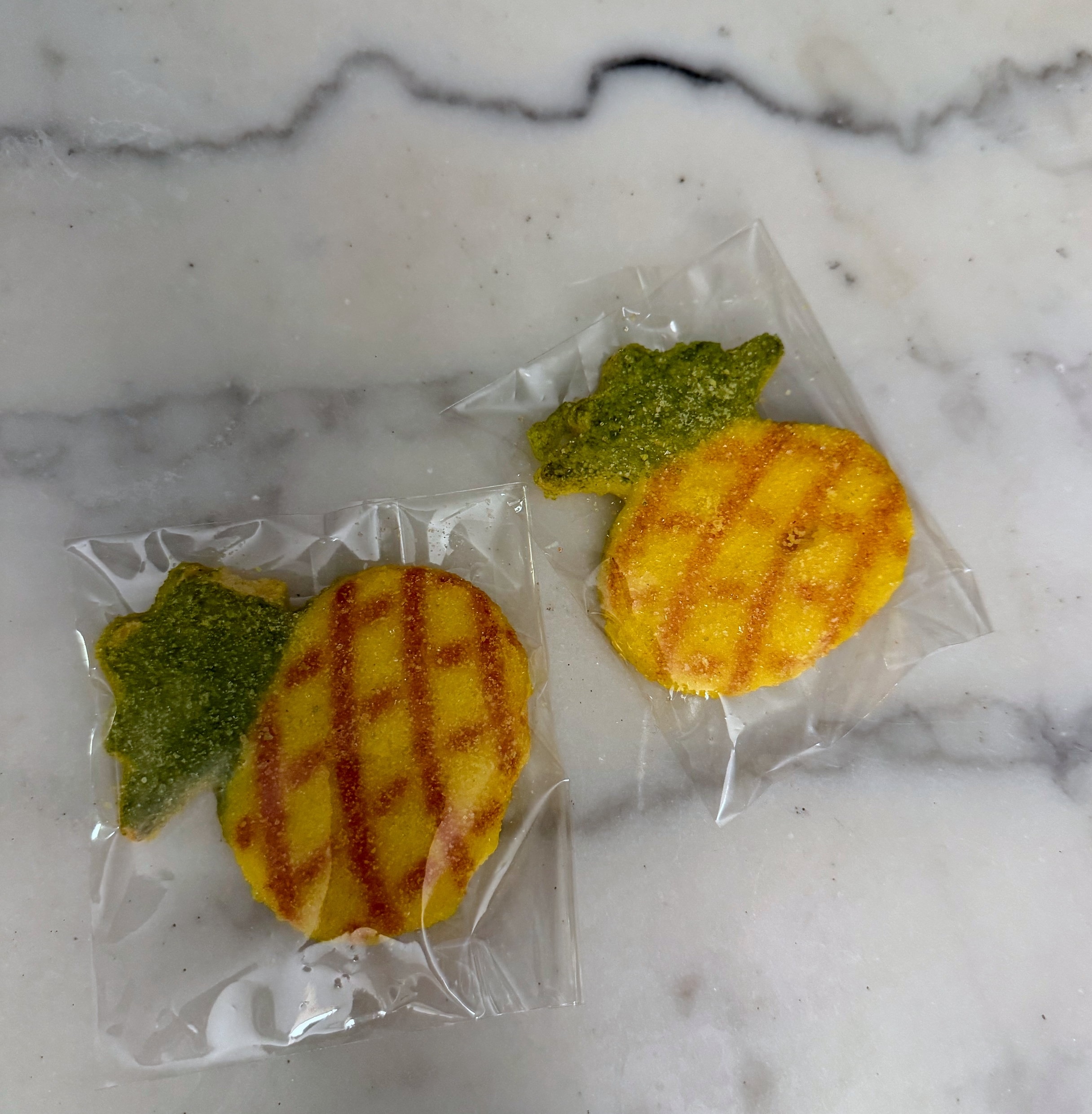 A pair of pineapple cookies