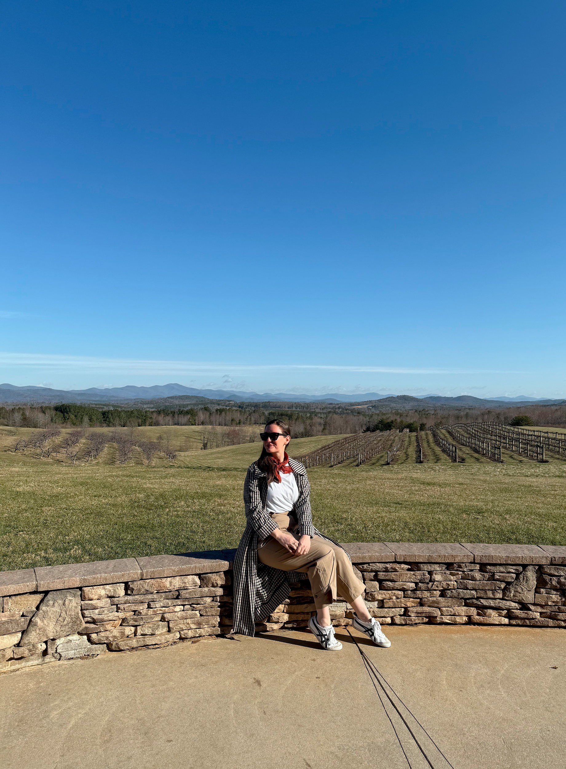 Alyssa sits on a ledge at Chattooga Belle Farm